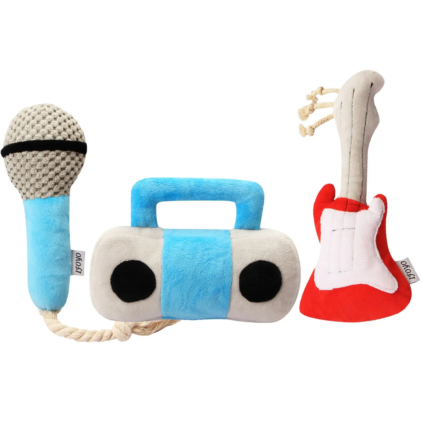 

Dog Squeak Sounding Plush Pet Toy Simulation Microphone Guitar Dog Molar Toy Molar-tooth Soothing Training Interact Dog Supplies
