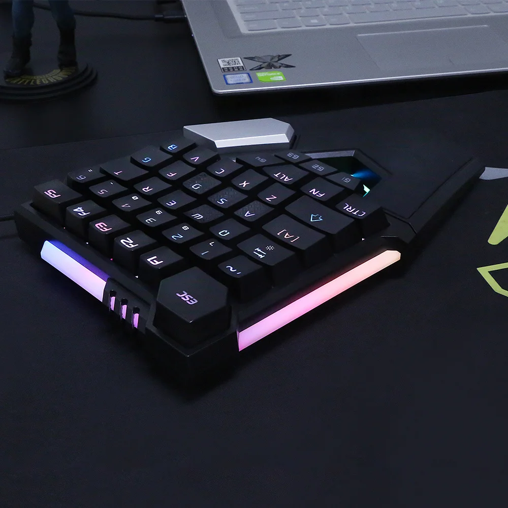DELUX T6 Одноручные механические игровые клавиатуры складной RGB 39 ключ полностью программируемая Проводная клавиатура для ноутбука PC Gamer