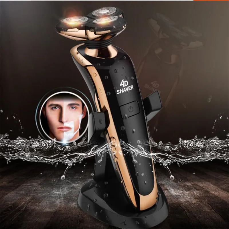 

Моющаяся электрическая мужская 3D бритва для бороды, плавающая роторная бритвенная машина, триммер для лица и усов, машинка для стрижки, мужс...
