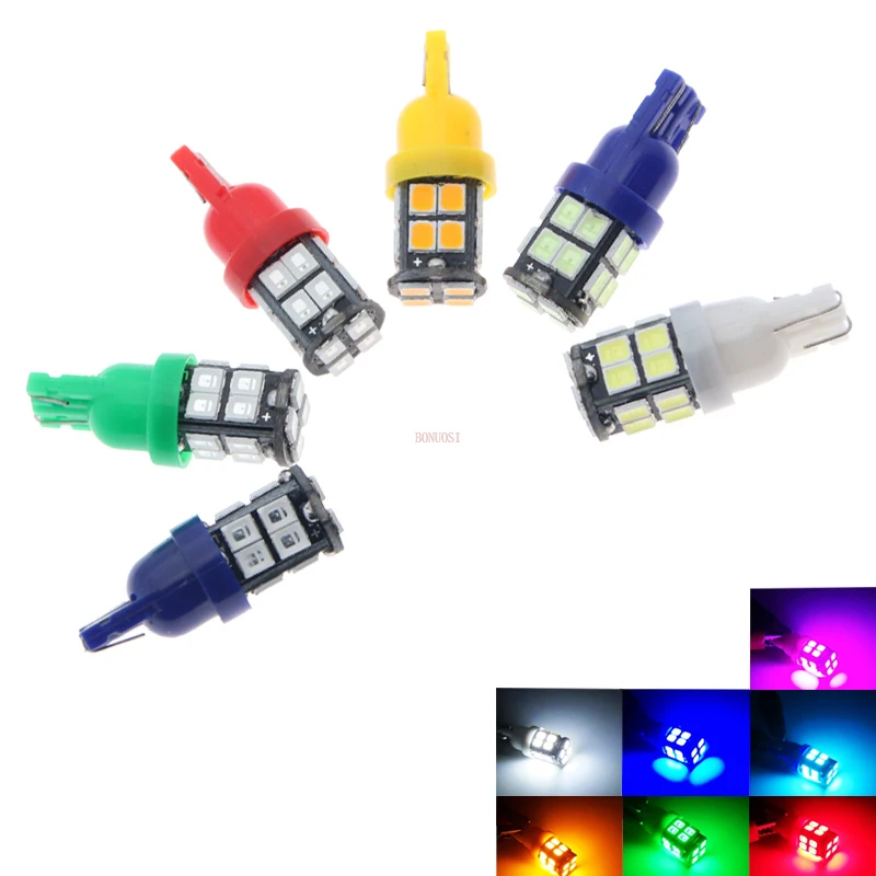 24V DC 2 шт. T10 2835 20 SMD 194 168 W5W светодиодный светильник лампы белого и синего цвета красный зеленый фонарь освещения номерного знака Ширина светильник s 20 светодиодный Футболка с принтом 