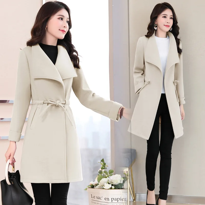 Женское зимнее пальто средней и длинной длины шерстяное модная экстравагантная