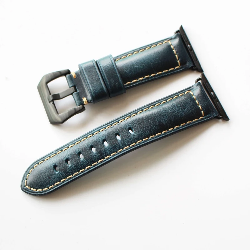 Ремешок кожаный для Apple Watch Band 42 мм 38 мм/44 40 Series 4/3/2/1 iWatch синий красный коричневый