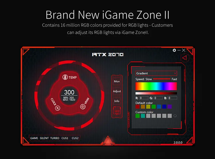 IGame серия GeForce RTX 2060 6GB GDDR6 3* DP+ HDMI+ USB-C RGB светильник