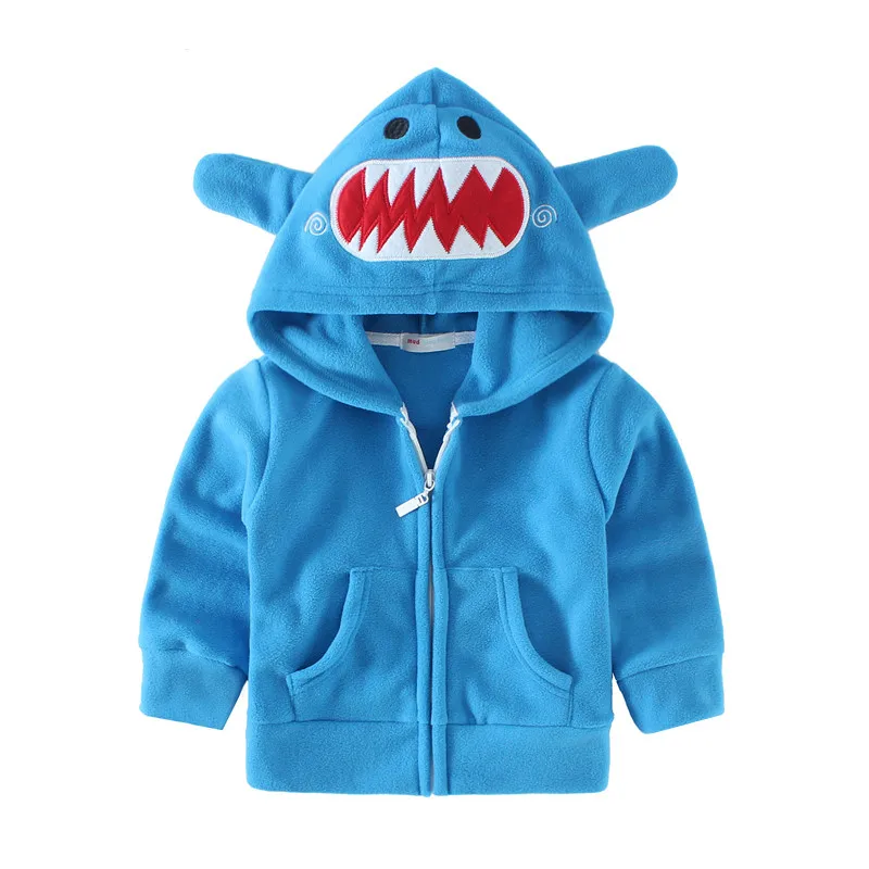 Blue Shark Mudkingdom/пальто с капюшоном с изображением животных для маленьких мальчиков и девочек; яркие Зимние флисовые пальто - Цвет: Blue Shark