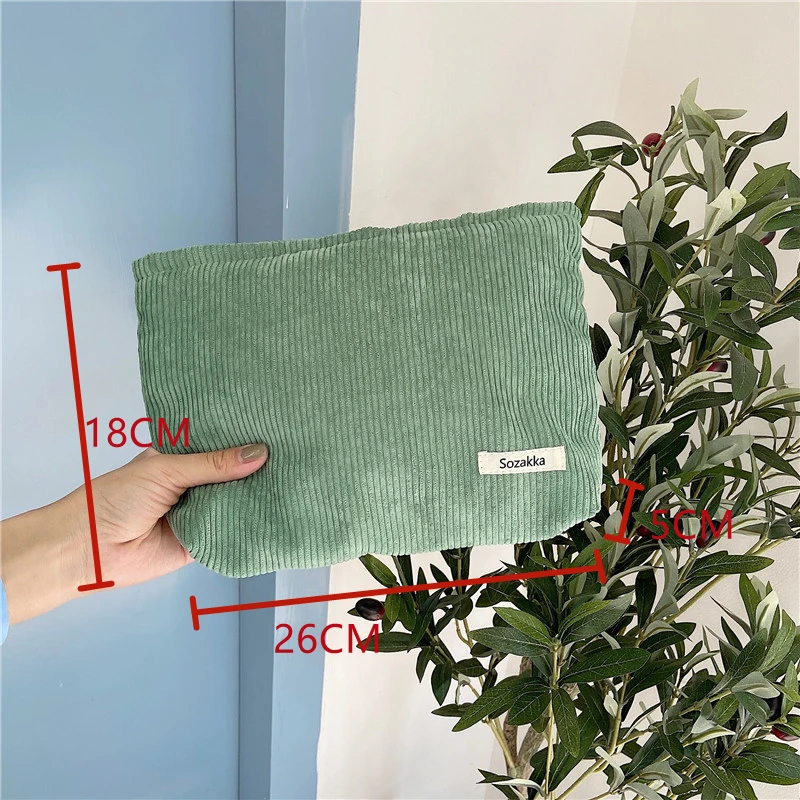 

Women Corduroy Candy Color Cosmetic Bag Canvas Zipper Make Up Bag Travel Washing Makeup Organizer Beauty Case
