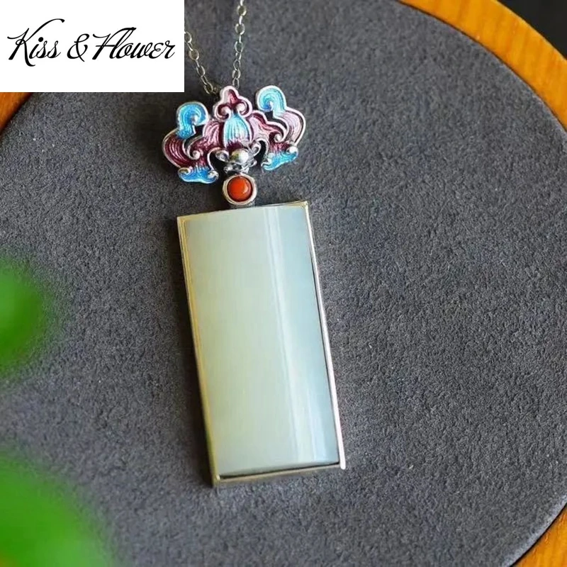 

KISS&FLOWER NK225 Fine Jewelry Wholesale Fashion Woman Bride Mother Birthday Wedding Gift Vintage Rectangle 24KT Gold Necklace