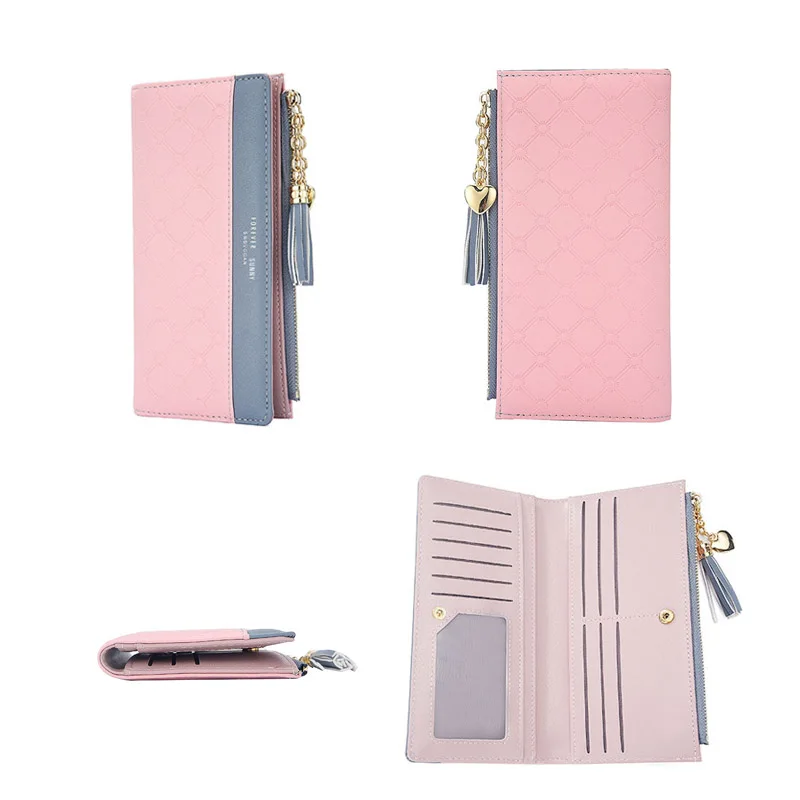 Роскошный кожаный кошелек Женский держатель для карт на молнии с кармашком