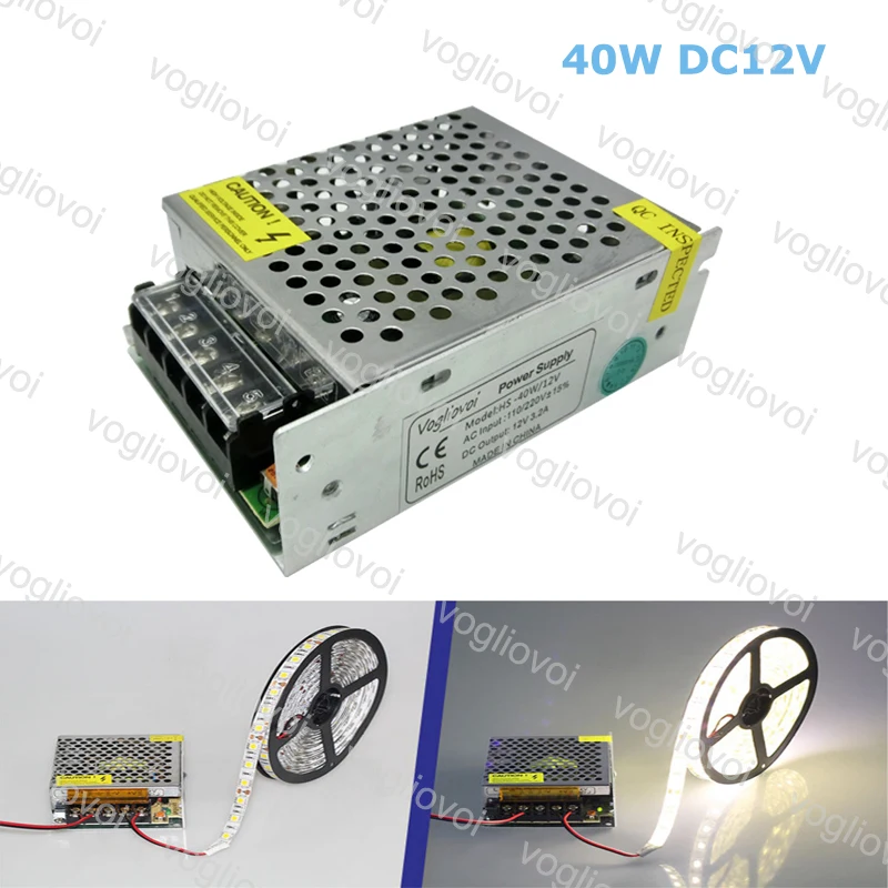 Vogliovoi Трансформаторы освещения 110V 220V к DC 12V 3.2A CCTV Блок питания светодиодной ленты