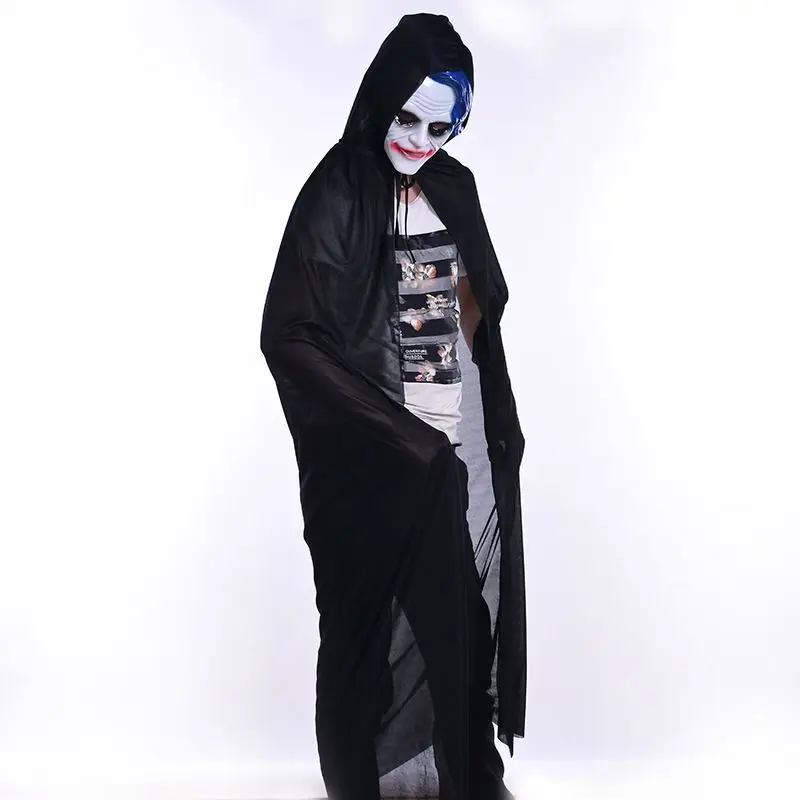 

ABLA Black Halloween death cloak,Adult Kids Witch Halloween Long Cloaks Hood(135cm long)