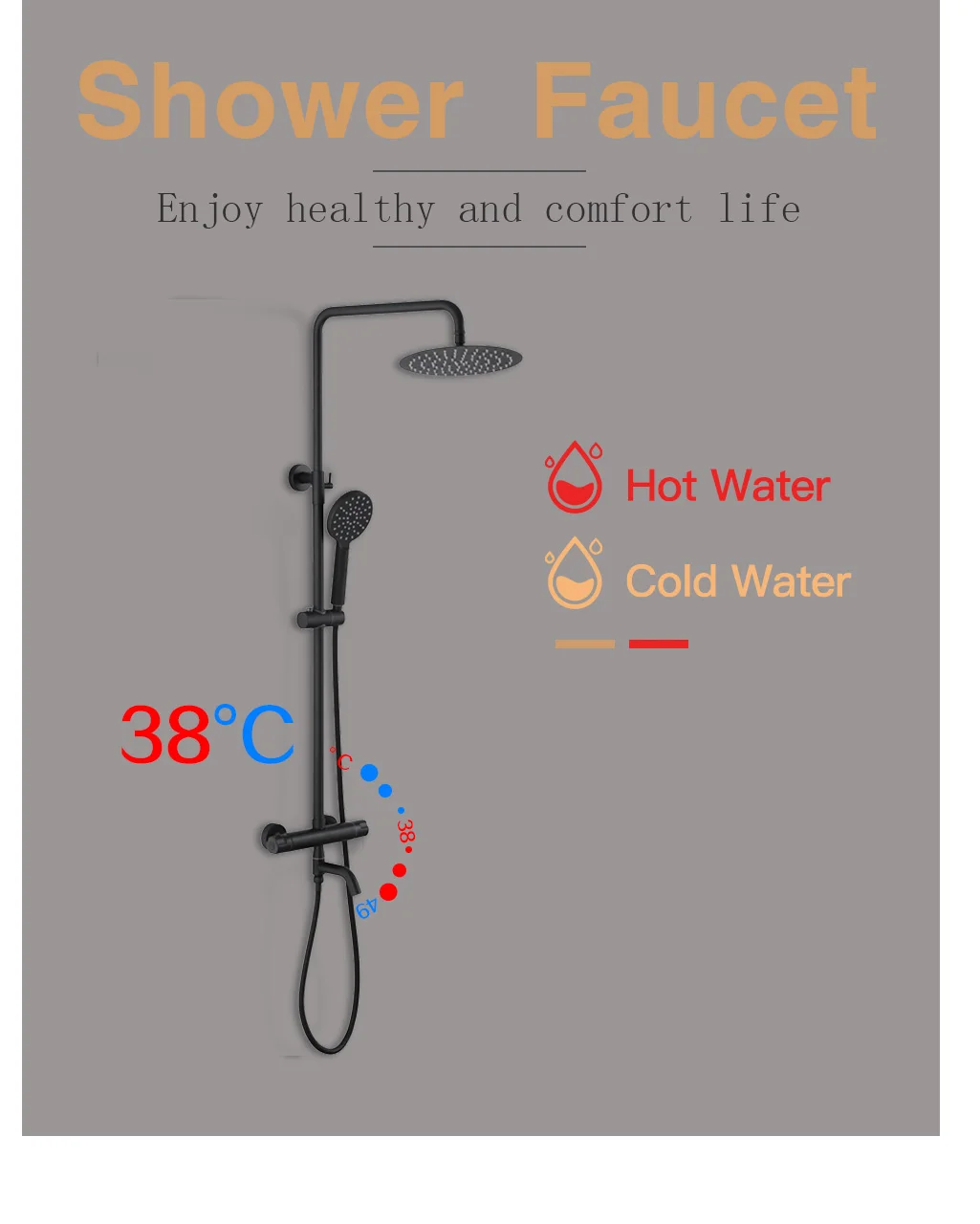 GAPPO термостатический кран для ванной хромированный черный цвет ванная ванна