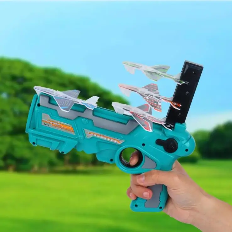

Outdoor Sport Toys Foam Aircraft Launcher Bubble Catapult Plane Toy Airplane Toys Kids Ejection Gun Shooting Game Glider Model