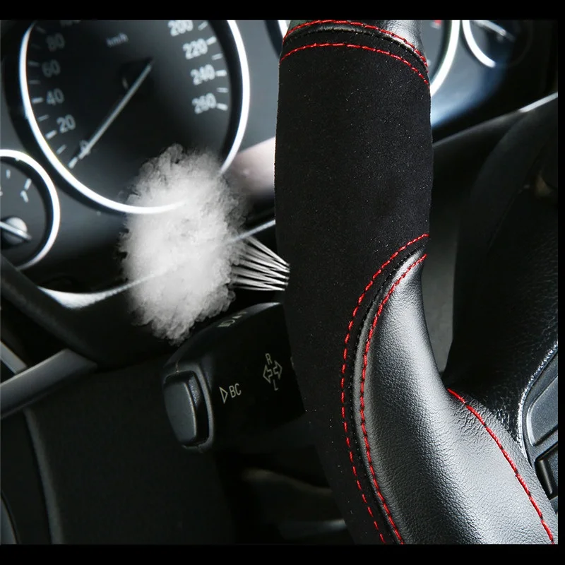 Микрофибра кожаный чехол рулевого колеса автомобиля ручной работы рулевое