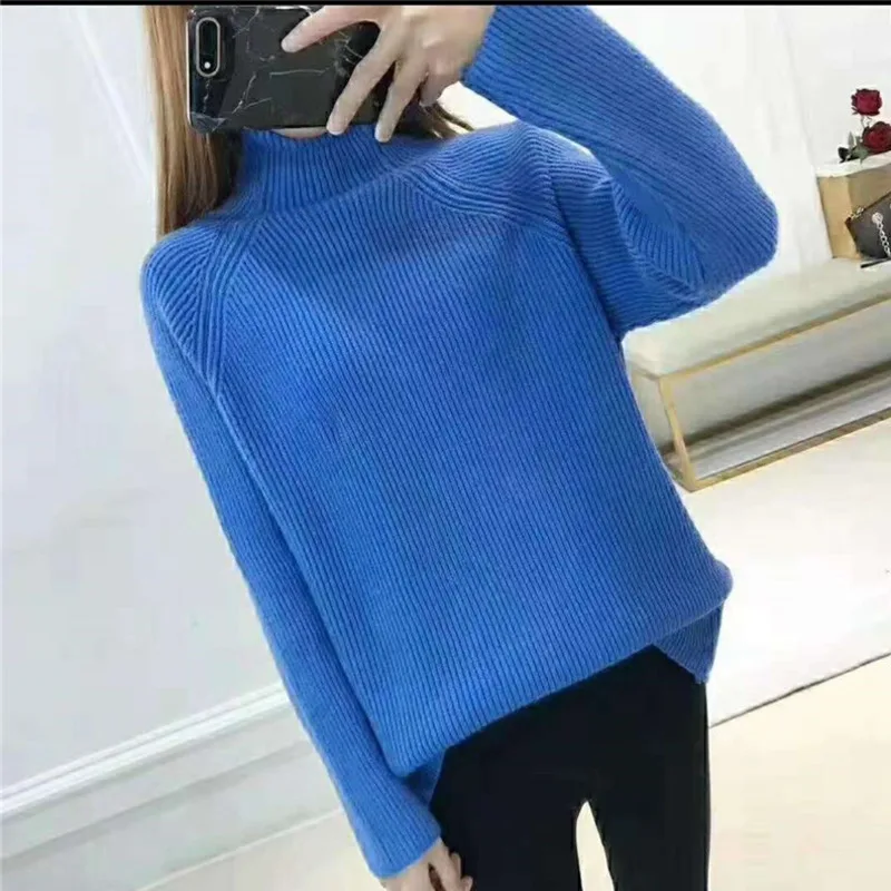 LANMREM желтый женский пуловер с высоким воротом и длинным рукавом вязаный свитер