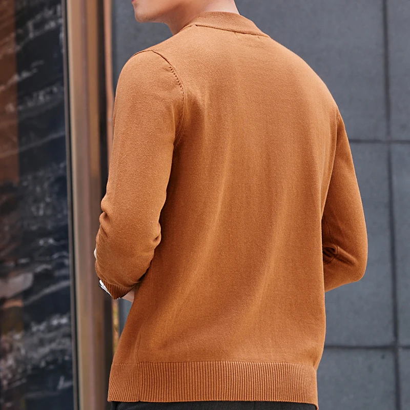 

2020 autumn winter new men's half pullover casual sweater long-sleeved warm slim gentleman thickened six-color men's brand