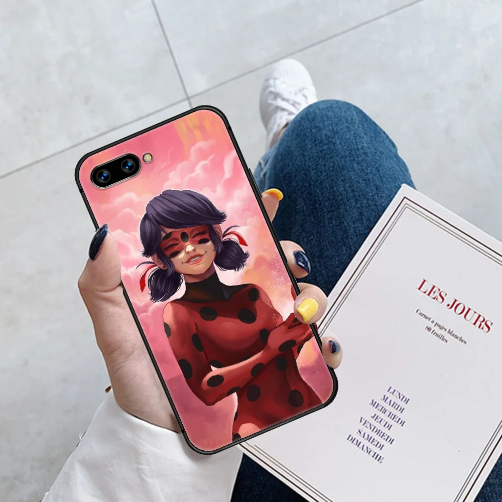 

Cute Seven Star Ladybugs Girl Phone Case Cover Hull For HUAWEI Honor 6A 7A 7C 8 8A 8S 8x 9 9x 10 10i 20 Lite Pro black Back 3D