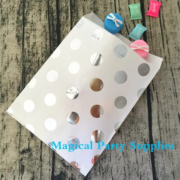 Wedding Decoration 125pcs Silver Metallic Dotty Treat Bag Foil Goody Baby Shower Gift Favour | Дом и сад