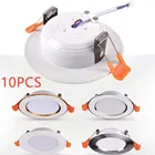 Светодиодный Светильник направленного света, 10 шт., 5 Вт, 7 Вт, 9 Вт, 12 Вт, 15 Вт, с регулируемой яркостью, 110220 В, точечный Встраиваемый светодиодный потолочный Светильник направленного света, трехцветный светильник ильник