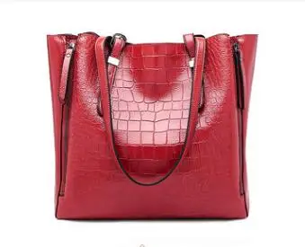 red Модные женские сумки с узором, Сумки из натуральной кожи для женщин, женские сумки-мессенджеры, повседневные женские сумки через плечо из крокодиловой кожи N415 - Цвет: red