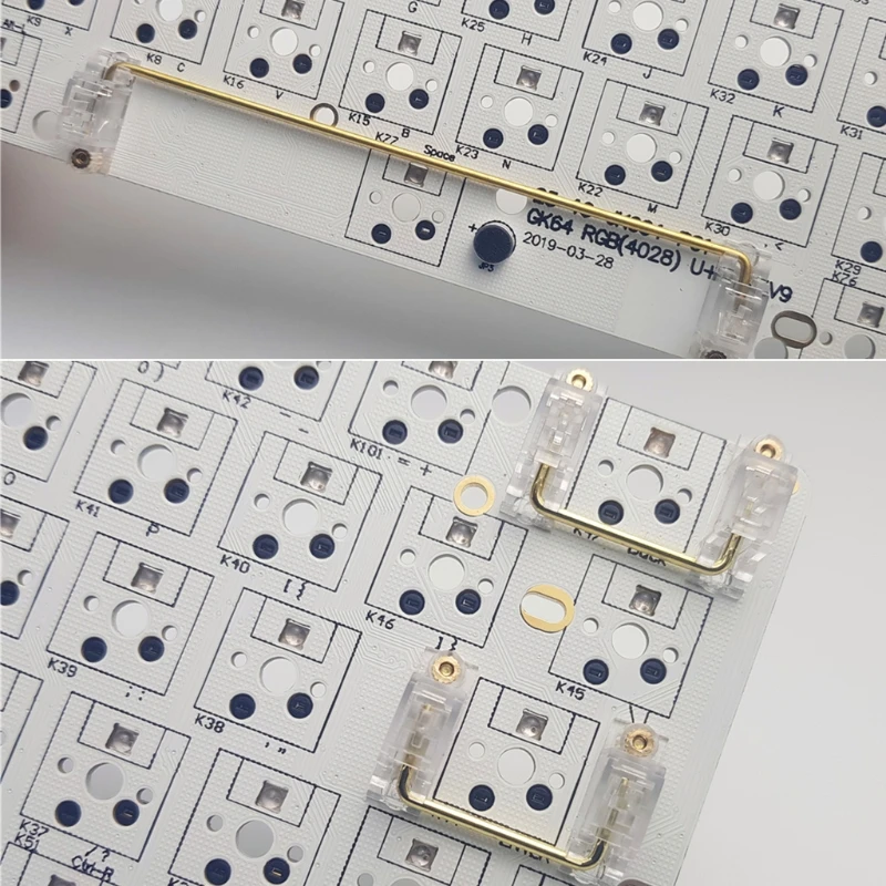 

67JA PCB Mounted Screw-in Cherry Clear Gold Plated PCB Stabilizers Satellite Axis 6.25u 2u For Mechanical Keyboard Modifier Keys