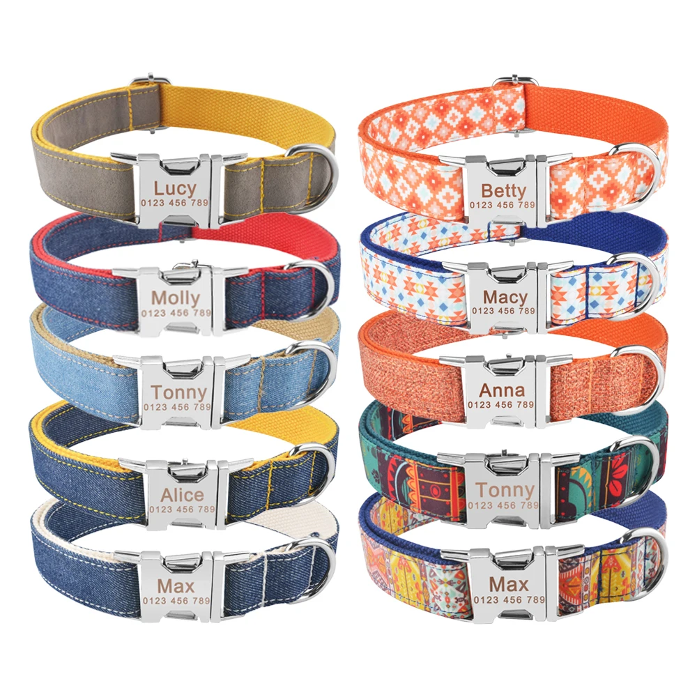 

Нейлоновый клетчатый ошейник унисекс для мальчиков и девочек, маленький большой ошейник для собак, персонализированный ошейник для собак, ...