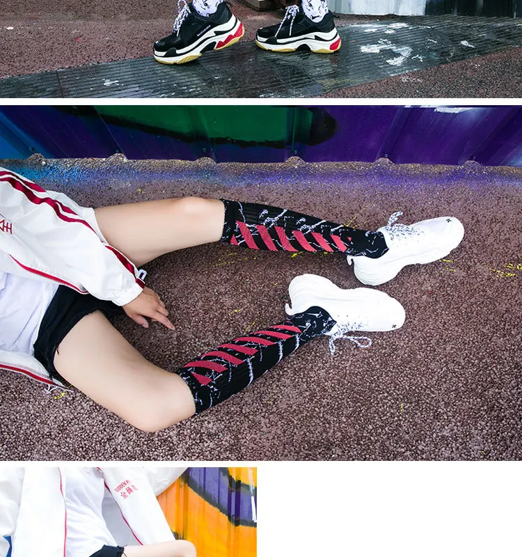 

Men and women's new popular logo original cotton sport stockings with diagonal stripes