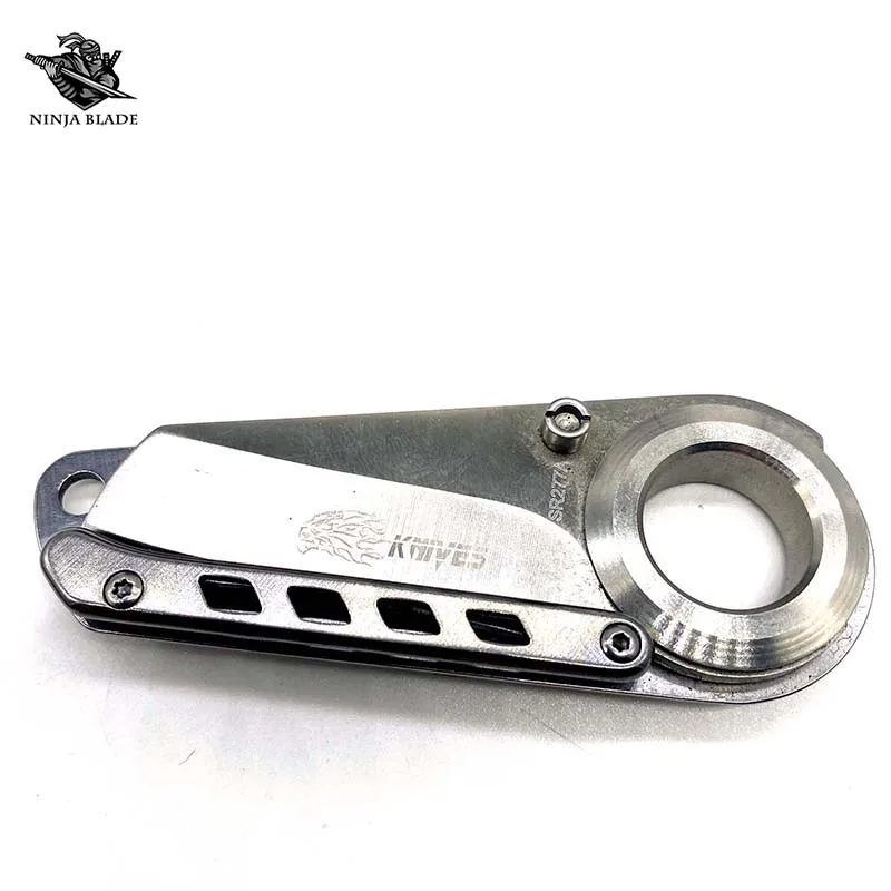 Карманный мини-нож 5cr15mov с лезвием из нержавеющей стали серебра Лев титановым