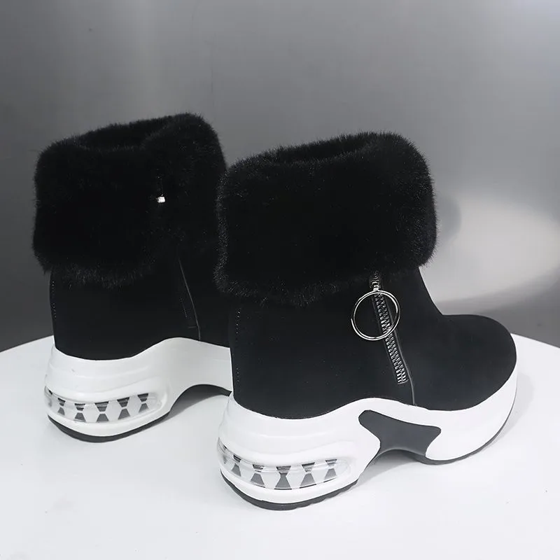 Женские ботильоны, теплая плюшевая зимняя обувь для женщин, ботинки на высоком каблуке, женские ботинки для снега, зимняя обувь, увеличивающ... от AliExpress RU&CIS NEW