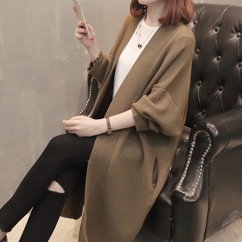 

Женский вязаный кардиган с V-образным вырезом, длинным рукавом