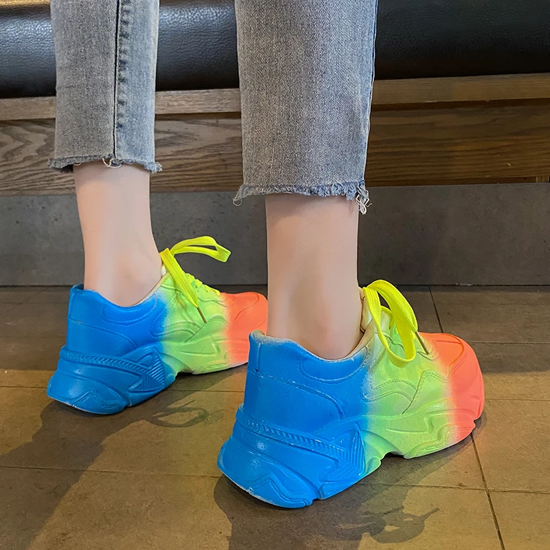 

Designer Sneakers Women Chunky Shoes New 2021 Mixed Colors Sport Ladies Trainers Thick Sole Platform Sneakers Women Basket Femme