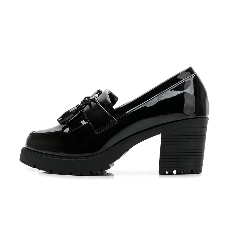 

2020 Women Leather Shoes Spring Autumn New British Wind High-heeled Small Thick With Single Shoes Waterproof Platform