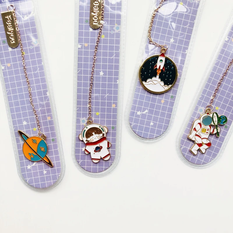 

1pc Planets Astronaut Metal Bookmarks Marker of Page Student Stationery