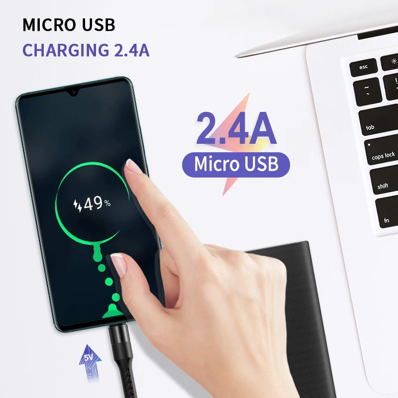Кабель Micro USB для мобильного телефона кабель зарядное устройство Samsung Xiaomi Android 2.4A