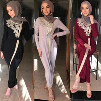 eid mubarak embroidered applique beaded long skirt abaya womens fashion front slit muslim party dress islamic dubai turkey