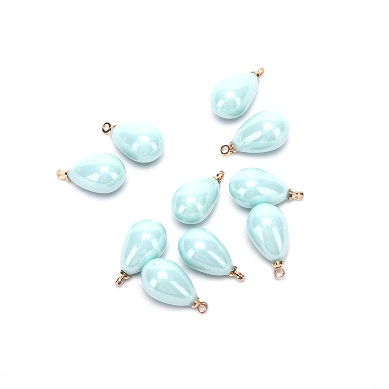 light blue 10 шт./компл. модные капли воды жемчуг эмалированный подвески для самостоятельного изготовления ювелирных изделий серьги аксессуары - Окраска металла: light blue