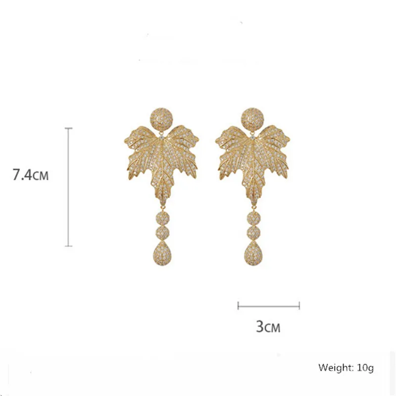 

Golden Leaf Crystal Dangle Earrings for Women Long Tassel Geometric Earrings Weddings Jewelry Accessories