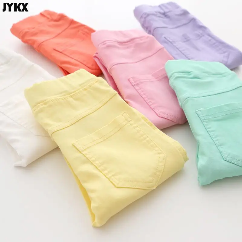 2021 для маленьких девочек брюки Сезон весна осень Яркие Цвет эластичные узкие