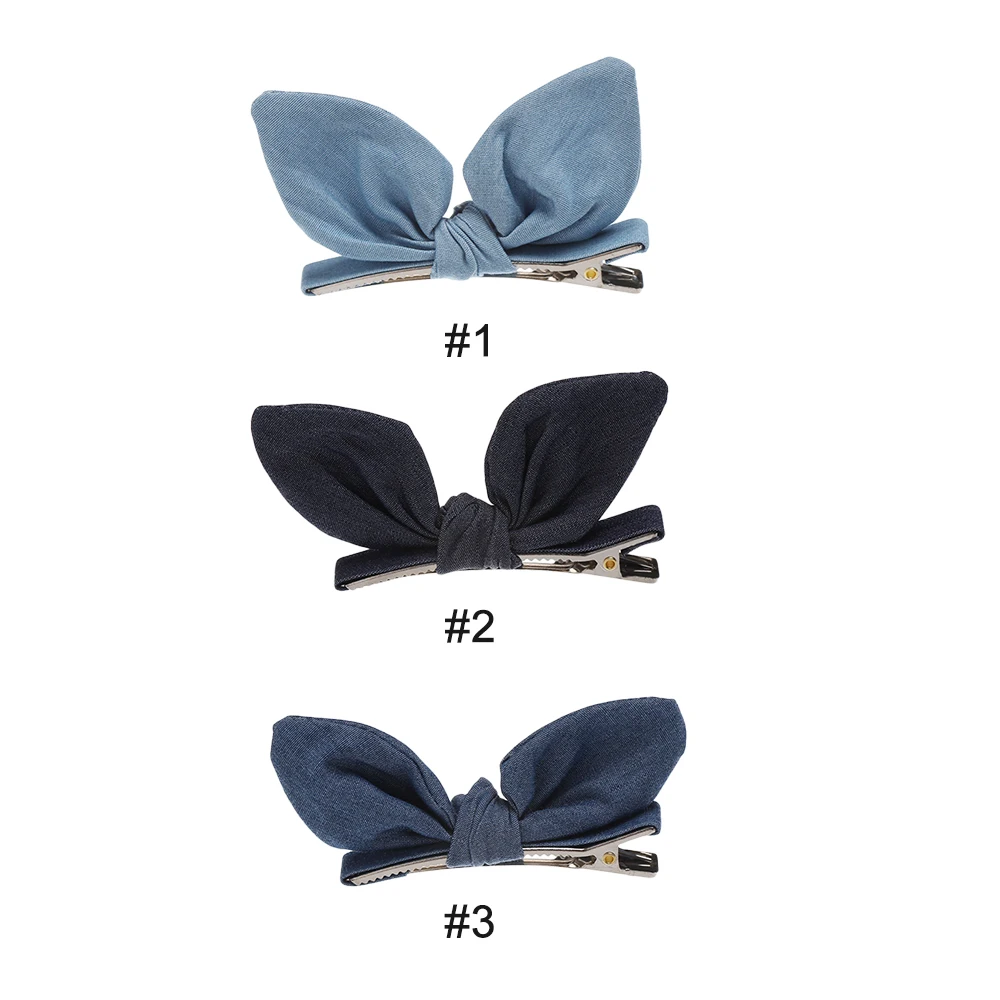 2pcs random Модные новые джинсовые заколки для волос с заячьими ушками для девочек, милые заколки для волос в студенческом стиле, заколки для волос, заколки для волос - Цвет: 2pcs random