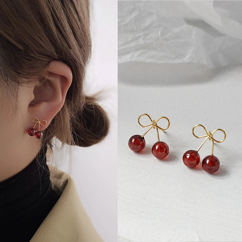 

Earrings for Women Lovely Cherry Vintage Stud Earrings Women Fashion Jewelry Wholesale