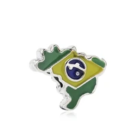 fit original pan charms bracelet green glaze brazilian flag brazil map contour beads diy jewelry for women bangle accessory gift