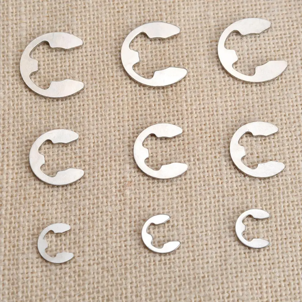 

200Pcs 1.5-10mm Retainer Ring E Shape Rust-proof 304 Stainless Steel Complete Specifications E Clip Washer for Fixing Kit
