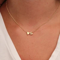 stainless steel initial name necklace women chain choker heart letter necklace for woman custom jewelry collares