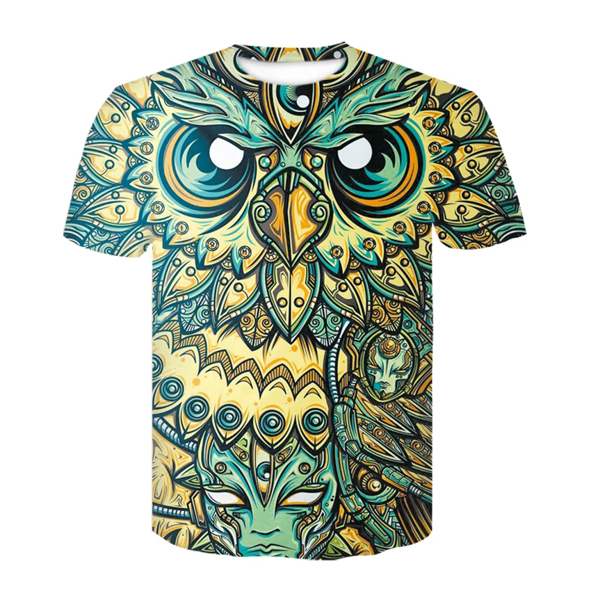

3d T-shirt animal men owl funny T-shirt printing Harajuku shirt printing hip-hop T-shirt 3d short sleeve