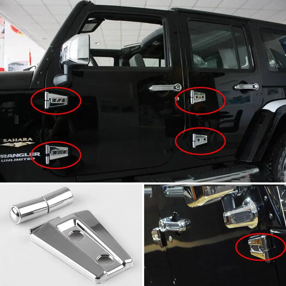 4 шт./компл. Накладка для дверных петель Jeep Wrangler JK Unlimited двери 2007 2017 черный легко