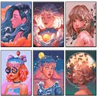 Набор для рисования по номерам на холсте, мультяшное абстрактное искусство, милая аниме девушка, ручная роспись, для творчества, домашний декор