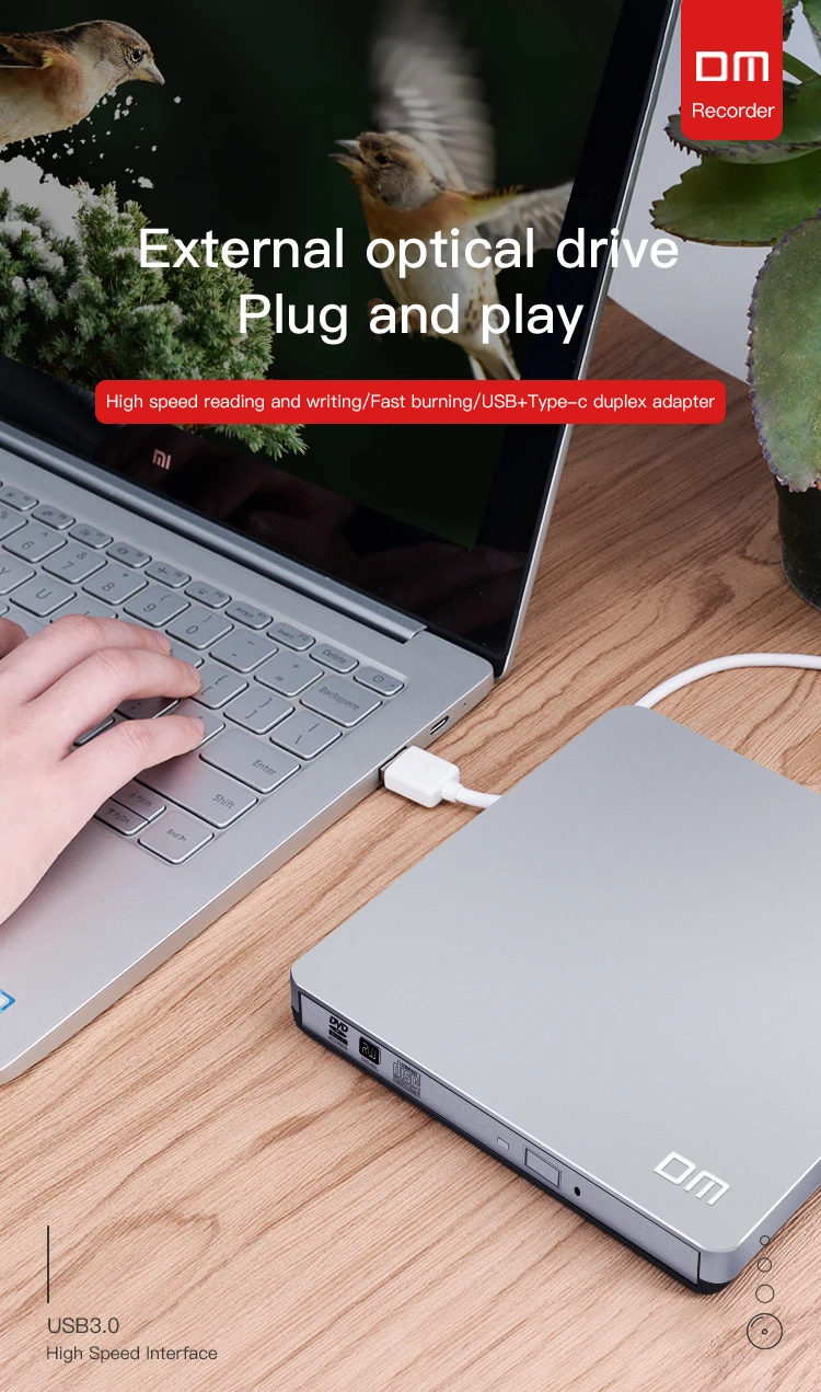 DM оптический usb-дисковод Внешний USB 3,0 CD/DVD-rom Комбинированный DVD RW rom горелка для Dell lenovo ноутбук для Mac OS USB DVD привод