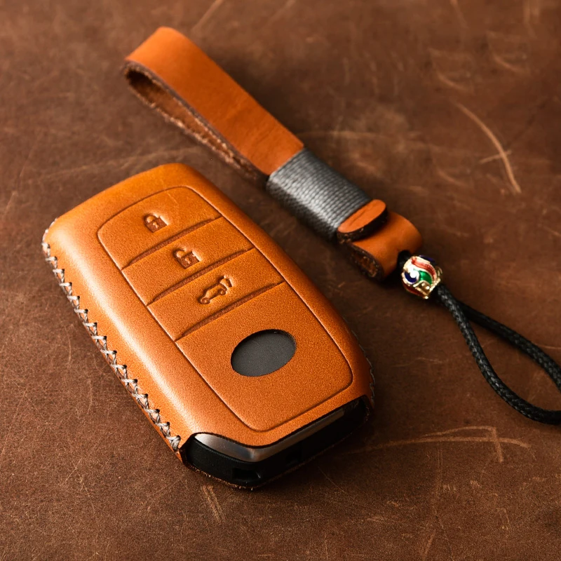 

Genuine Leather Car Remote Key Cover Case For Toyota Camry Highlander Prado Crown Land Cruiser Prius Vitz Reiz Fortuner Prius