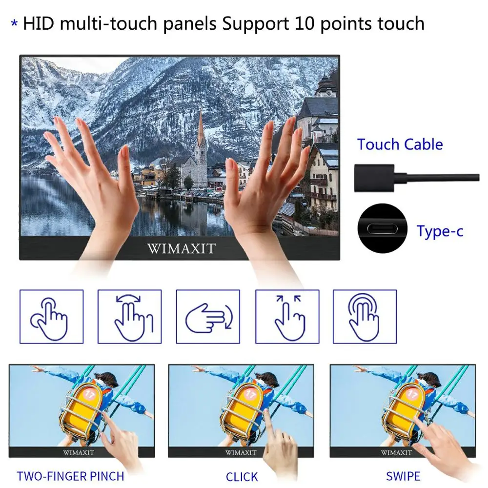 WIMAXIT M1560CT2 USB портативный игровой монитор 15 6 дюйма Type C сенсорный экран