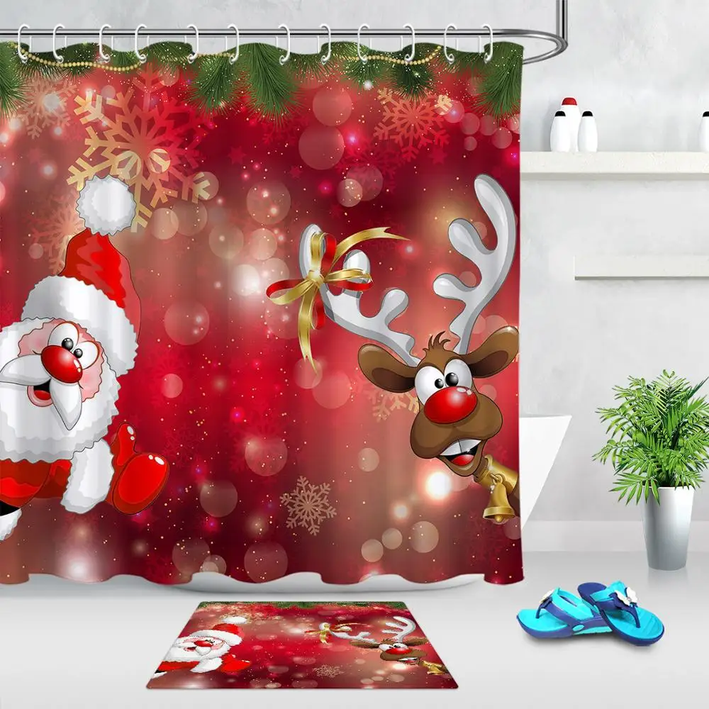 Рождественский олень Санта украшение для ванной комнаты мультяшная душевая