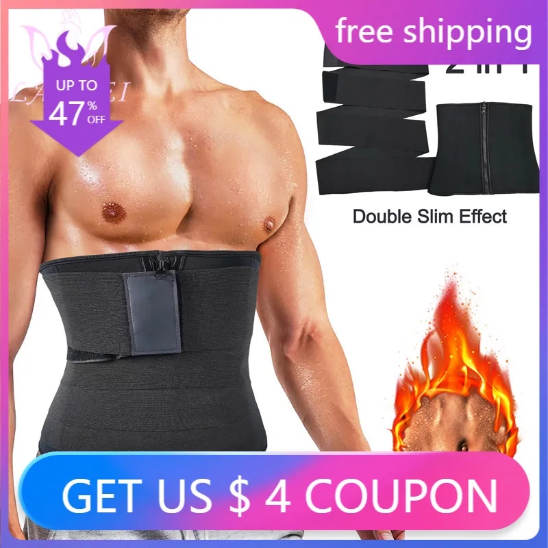 

LANFEI Sweat Sauna Waist Trainer Belt Neoprene Men Slimming Body Shaper Strap Tummy Control Hot Thermal Fat Burner Gym Shapewear