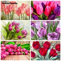 bright flowers diamond painting 5d diy diamond embroidery cross stitch tulip wall art pictures rhinestones mosaic for home decor